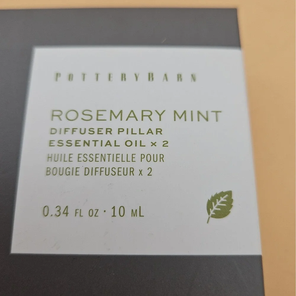 Pottery Barn Rosemary Mint Essential Oil Diffuser Pillar Set Of 2 10 ML 0.34 Oz